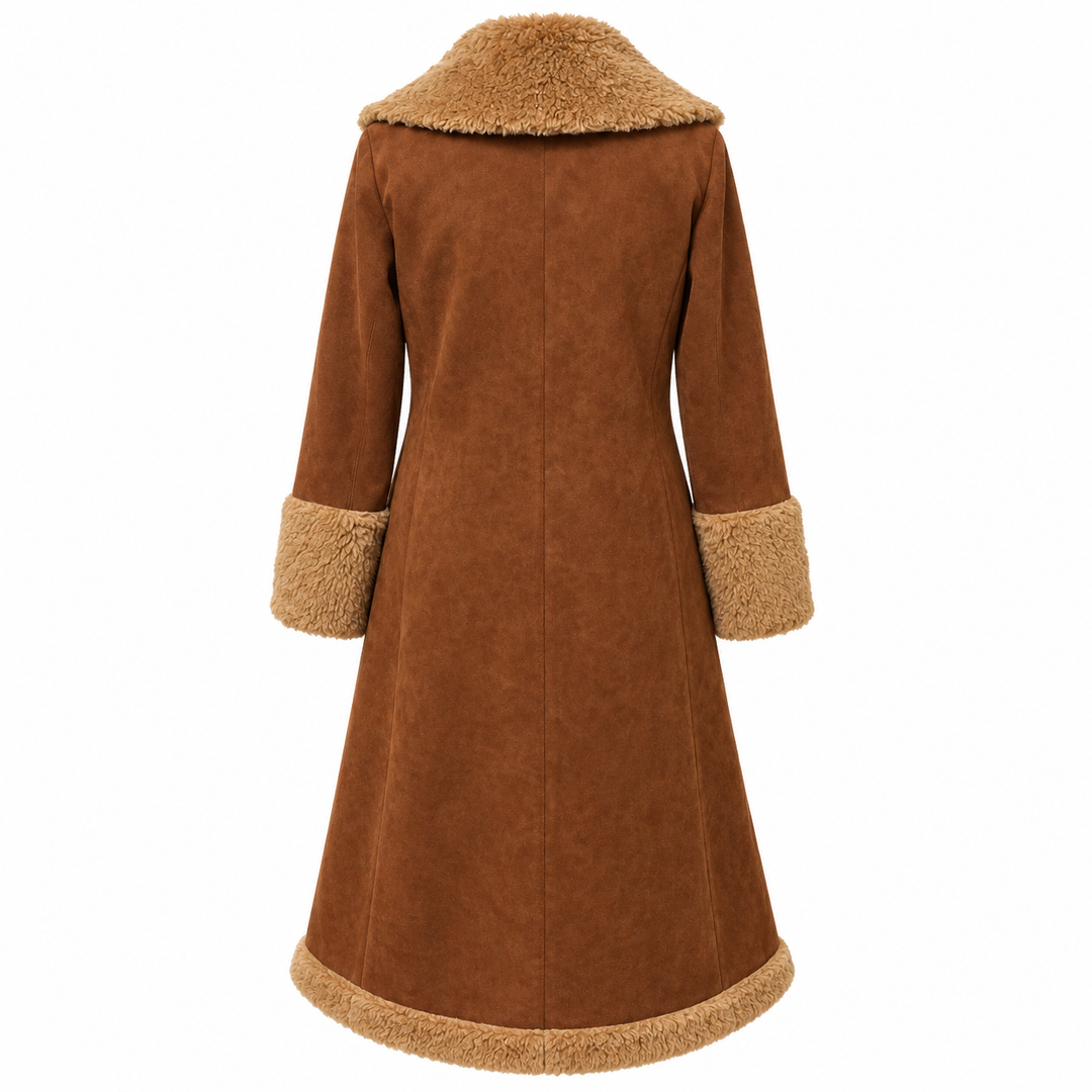 West | Brown Western Long Coat with Plush Trim