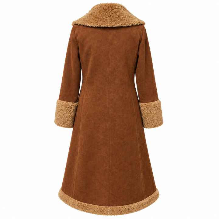 West | Brown Western Long Coat with Plush Trim