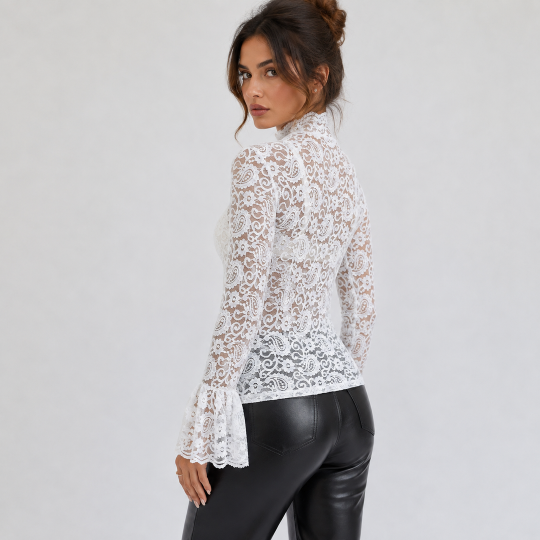Fleur | Lace Mock Neck Long Sleeve Top