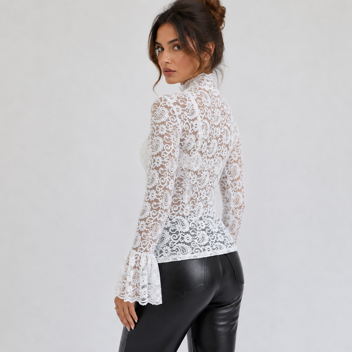 Fleur | Lace Mock Neck Long Sleeve Top