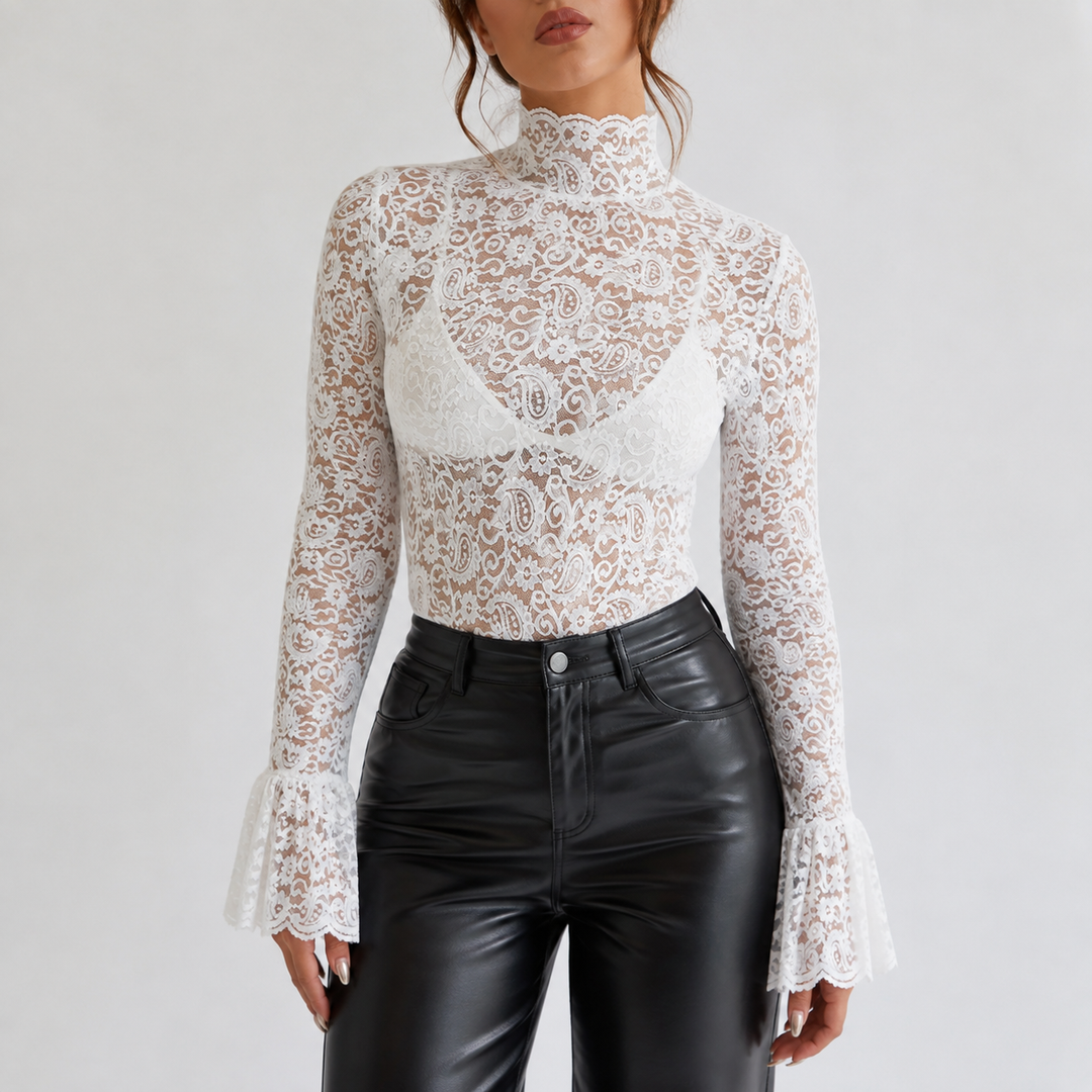Fleur | Lace Mock Neck Long Sleeve Top