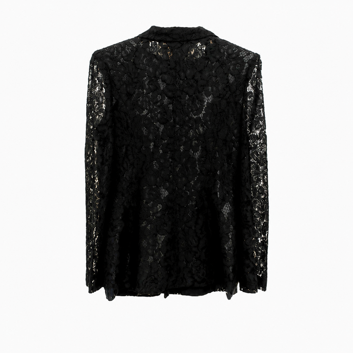 Veil | Lace Peplum Blazer and Wide Leg Pants Set