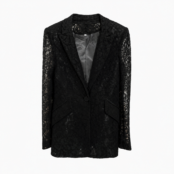 Veil | Lace Peplum Blazer and Wide Leg Pants Set