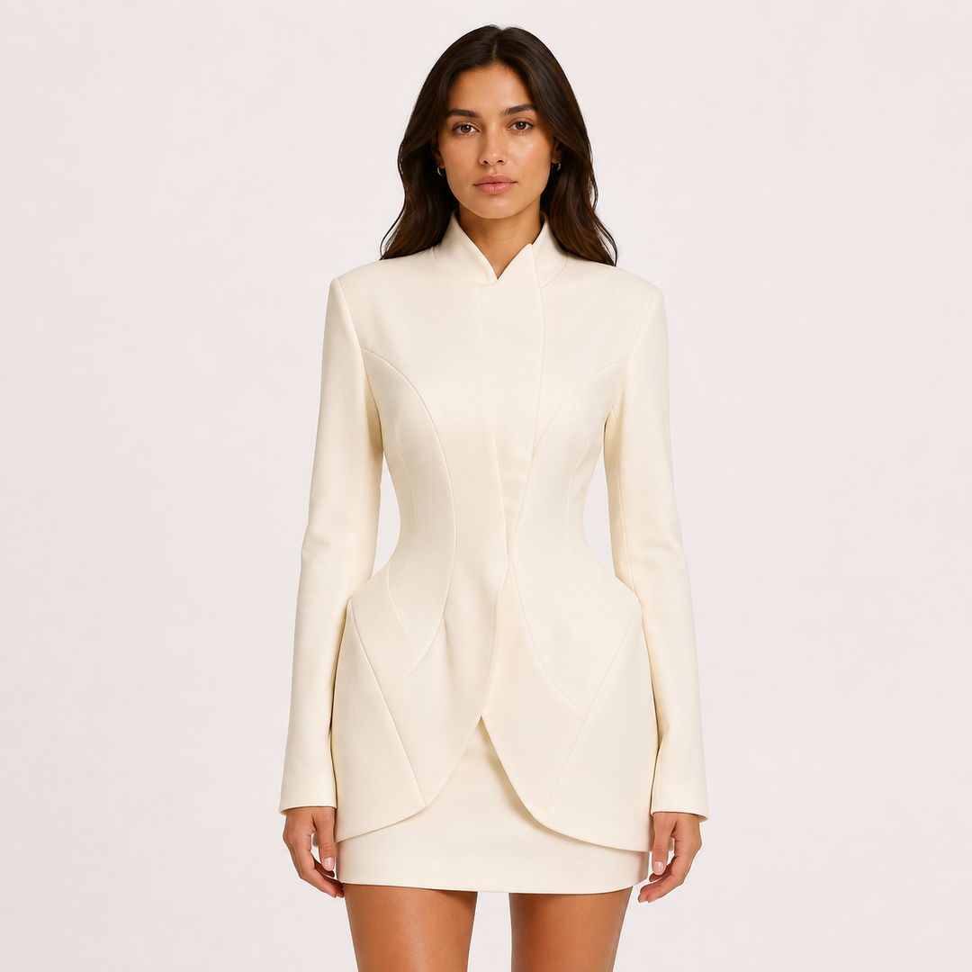 Soul | Stand Collar Peplum Jacket Skirt Set