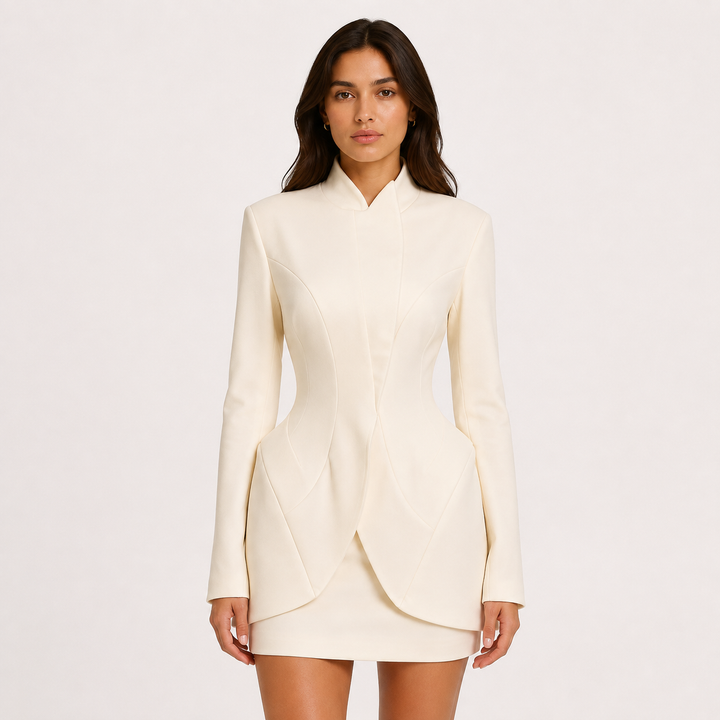 Soul | Stand Collar Peplum Jacket Skirt Set