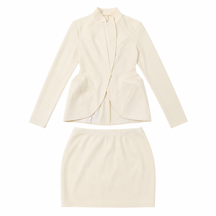 Soul | Stand Collar Peplum Jacket Skirt Set