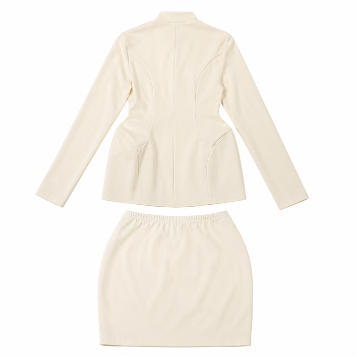 Soul | Stand Collar Peplum Jacket Skirt Set