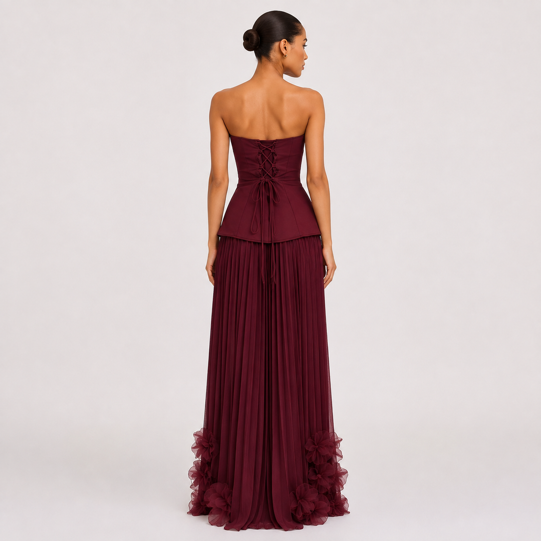 Swoon | Strapless Corset Pleated Maxi Dress