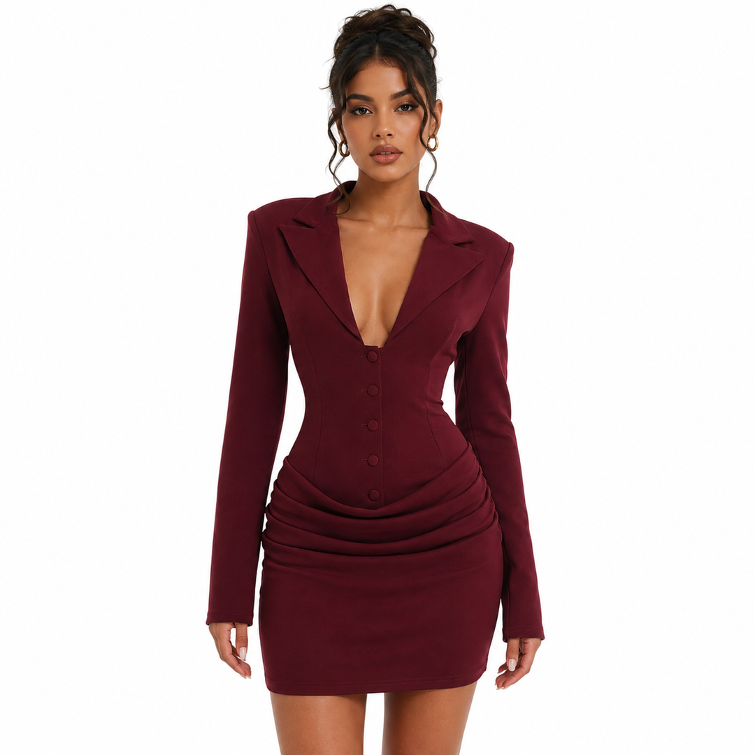 Boss | Notch Lapel Button Front Blazer Dress