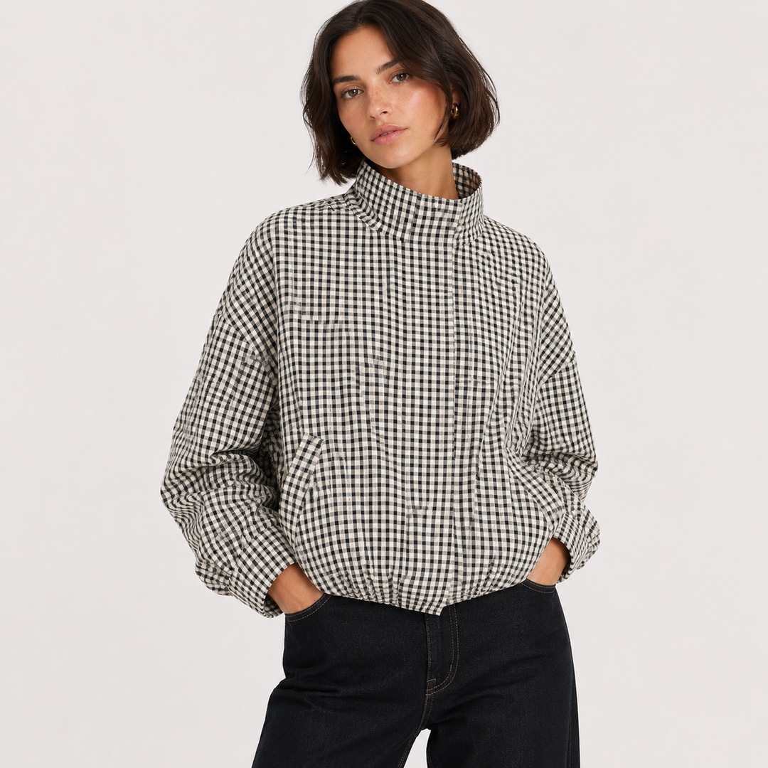 Chase | Plaid High Neck Bomber Jacket
