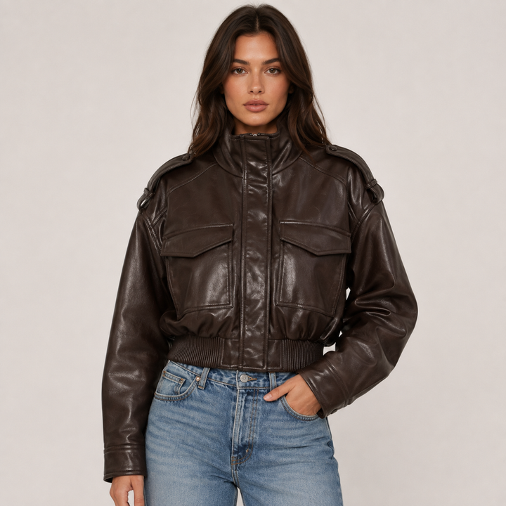 Ride | Faux Leather Moto Bomber Jacket