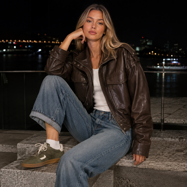 Ride | Faux Leather Moto Bomber Jacket