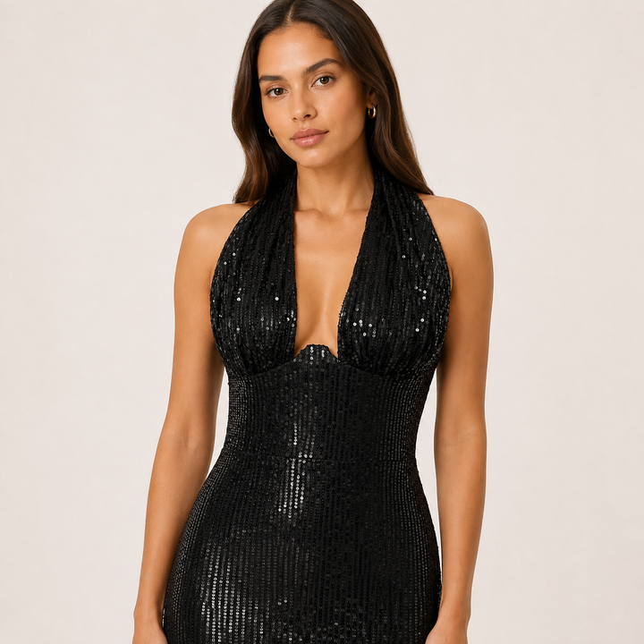 Arrive | Sequin Halter Sheath Maxi Dress