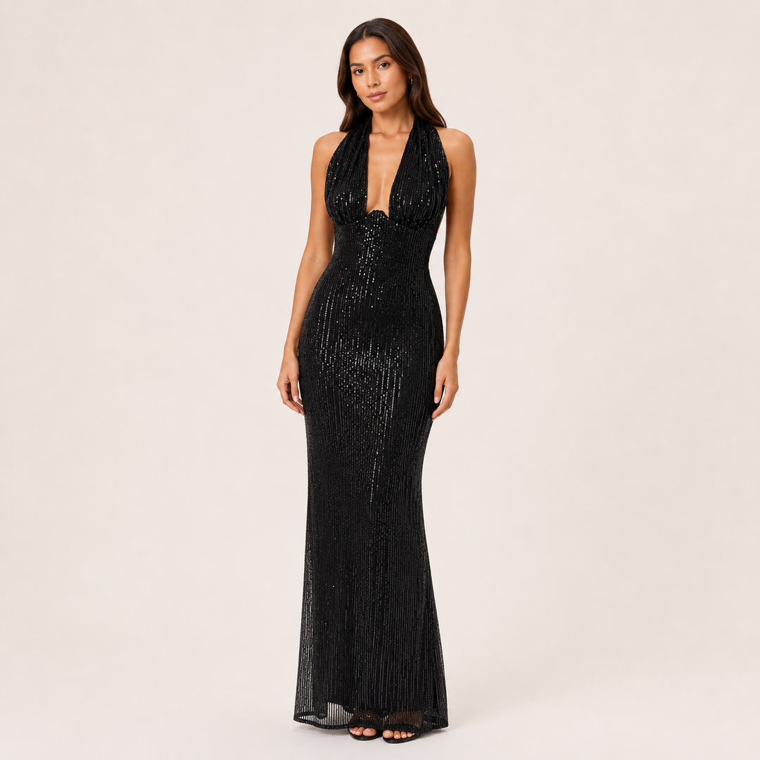 Arrive | Sequin Halter Sheath Maxi Dress