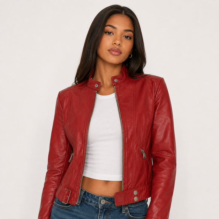 Nyx | Faux Leather Cropped Moto Jacket
