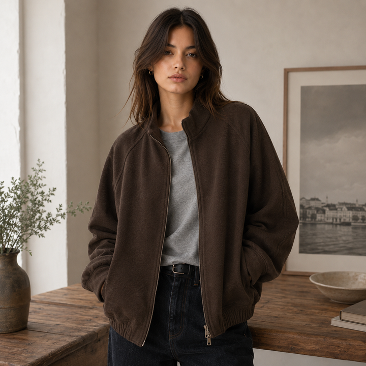 Walk | Wool Blend Oversized Bomber Jacket