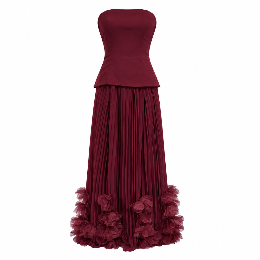 Swoon | Strapless Corset Pleated Maxi Dress