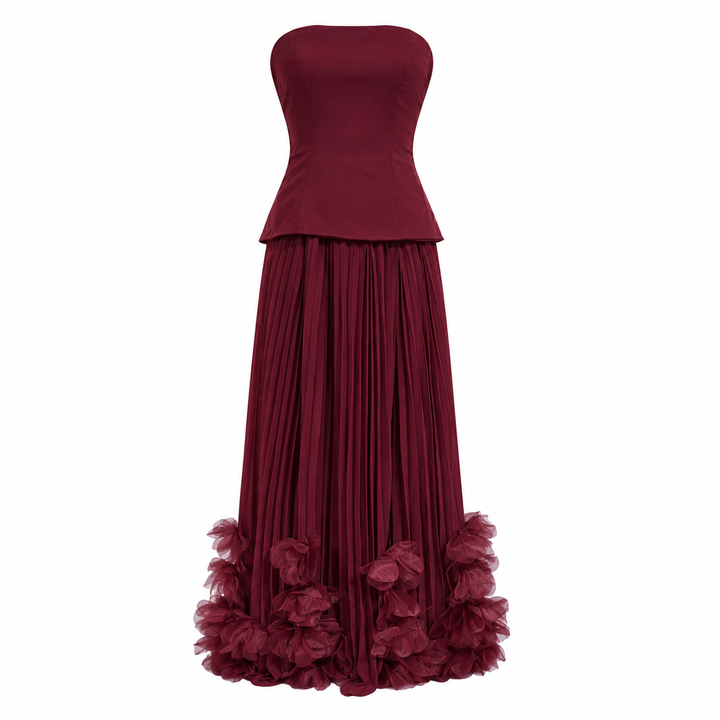 Swoon | Strapless Corset Pleated Maxi Dress