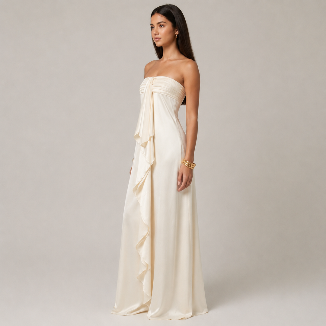 Trust | Strapless Bow Front High Slit Maxi Dress