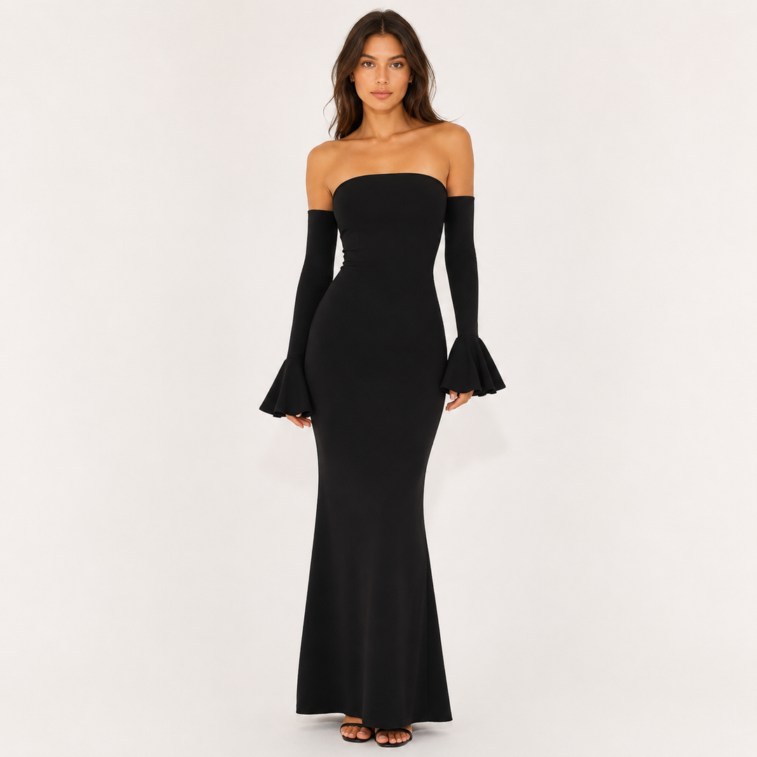 Affair | Strapless Bell Sleeve Maxi Dress