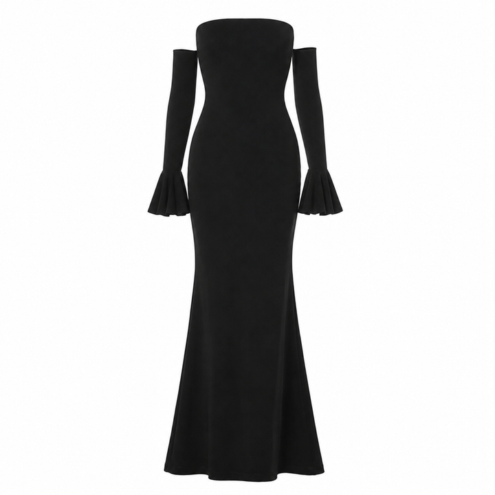Affair | Strapless Bell Sleeve Maxi Dress