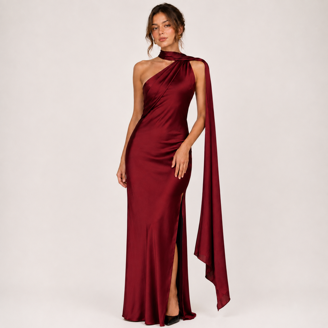 Glide | Satin One Shoulder Maxi Dress