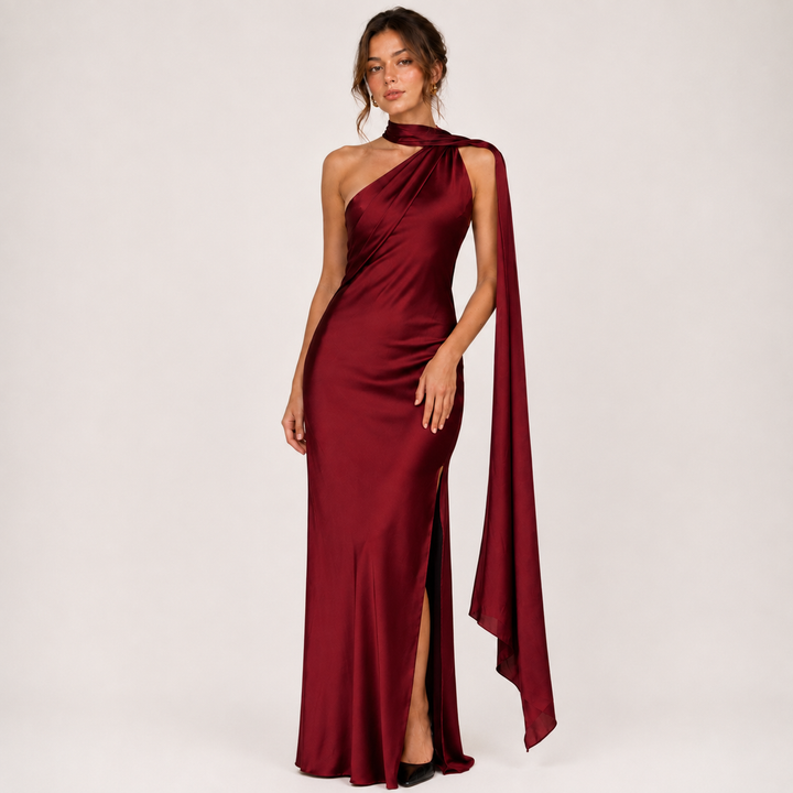 Glide | Satin One Shoulder Maxi Dress