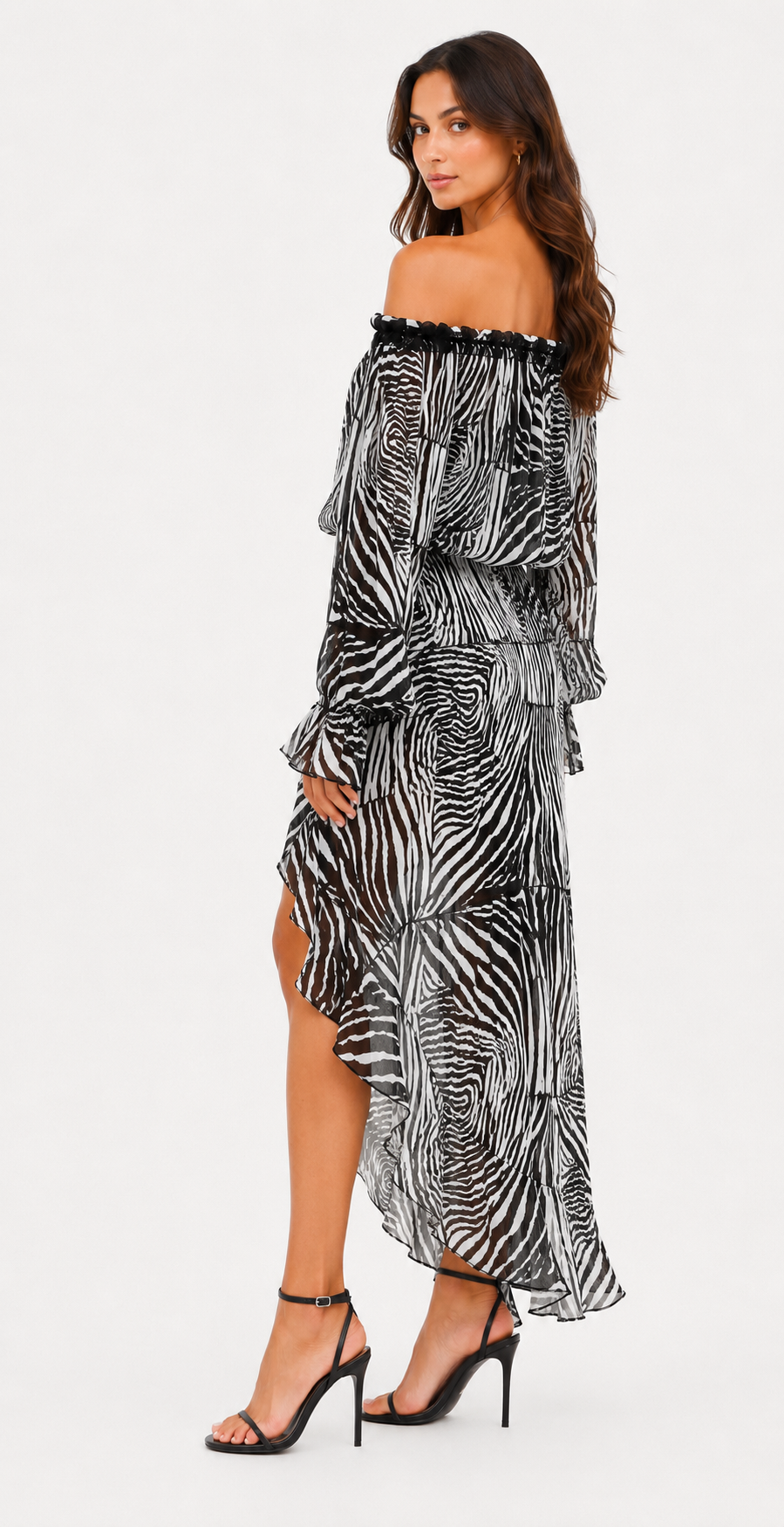 Zane | Zebra Print Ruffle Top &amp; Maxi Skirt Set