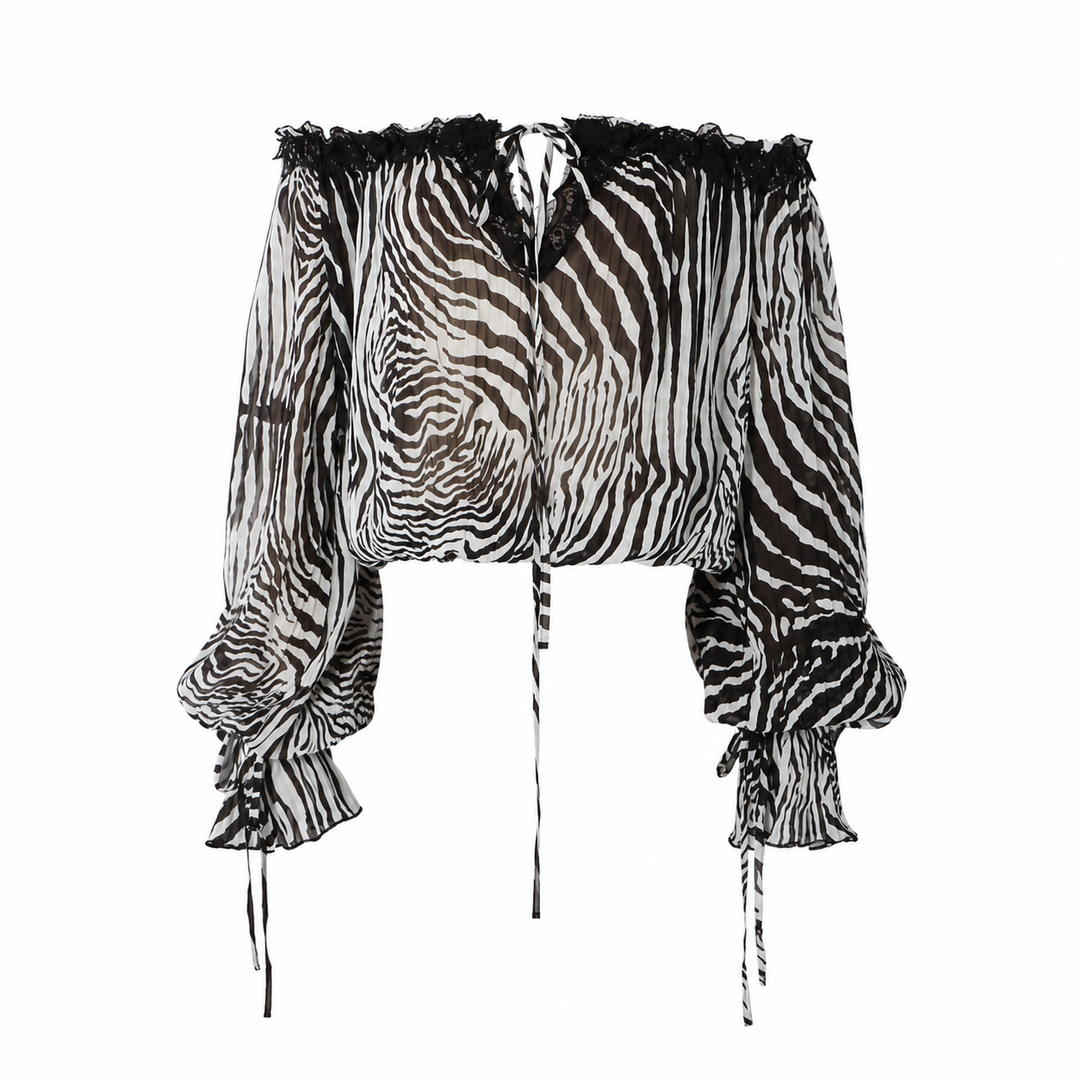 Zane | Zebra Print Ruffle Top &amp; Maxi Skirt Set