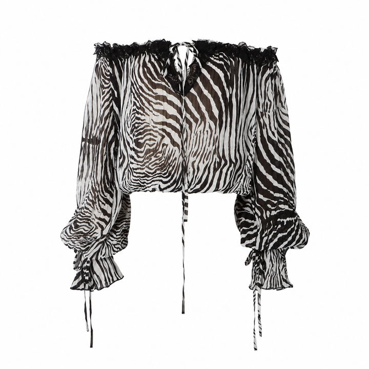 Zane | Zebra Print Ruffle Top &amp; Maxi Skirt Set
