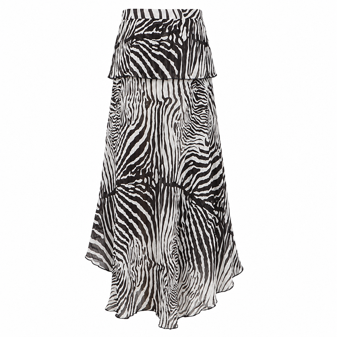 Zane | Zebra Print Ruffle Top &amp; Maxi Skirt Set