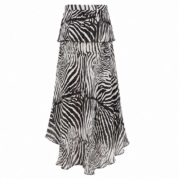 Zane | Zebra Print Ruffle Top &amp; Maxi Skirt Set