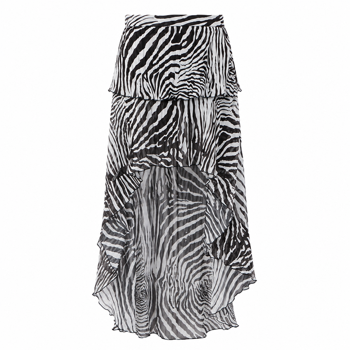 Zane | Zebra Print Ruffle Top &amp; Maxi Skirt Set