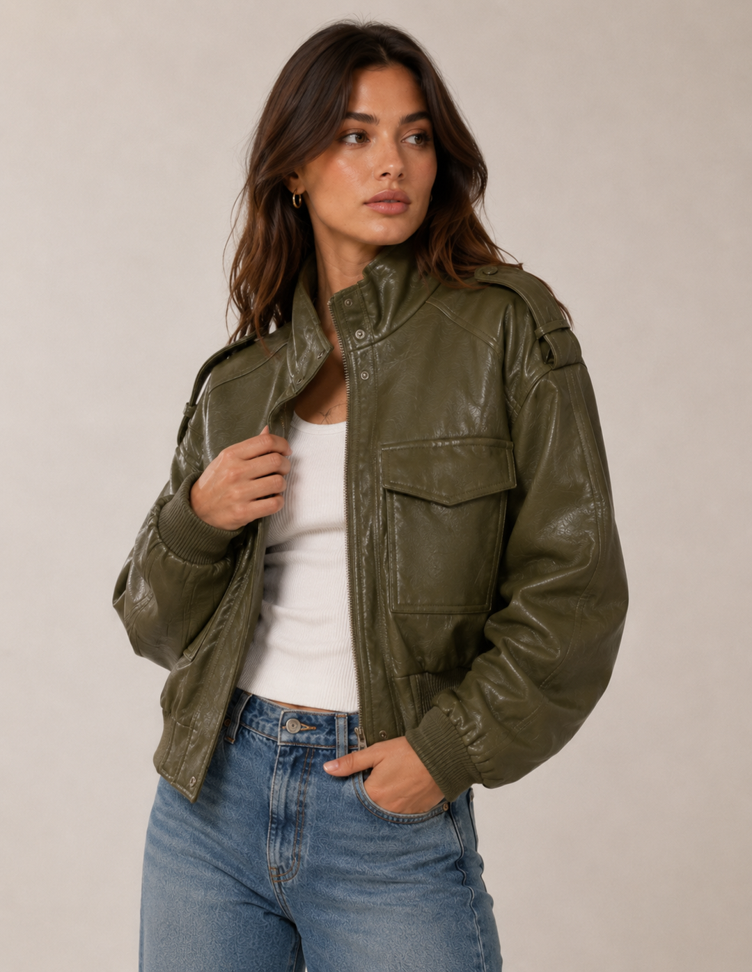 Ride | Faux Leather Moto Bomber Jacket