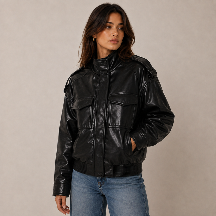 Ride | Faux Leather Moto Bomber Jacket