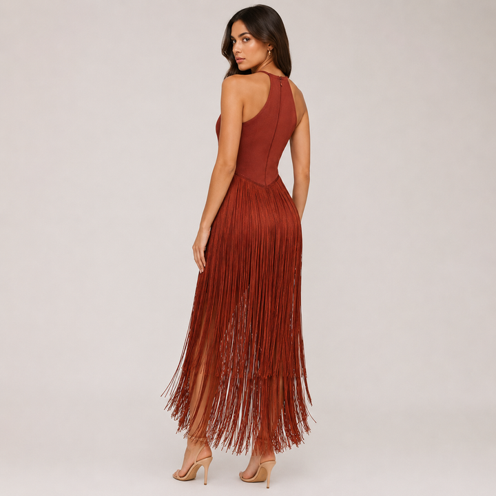 Alive | Fringe Halter Maxi Dress