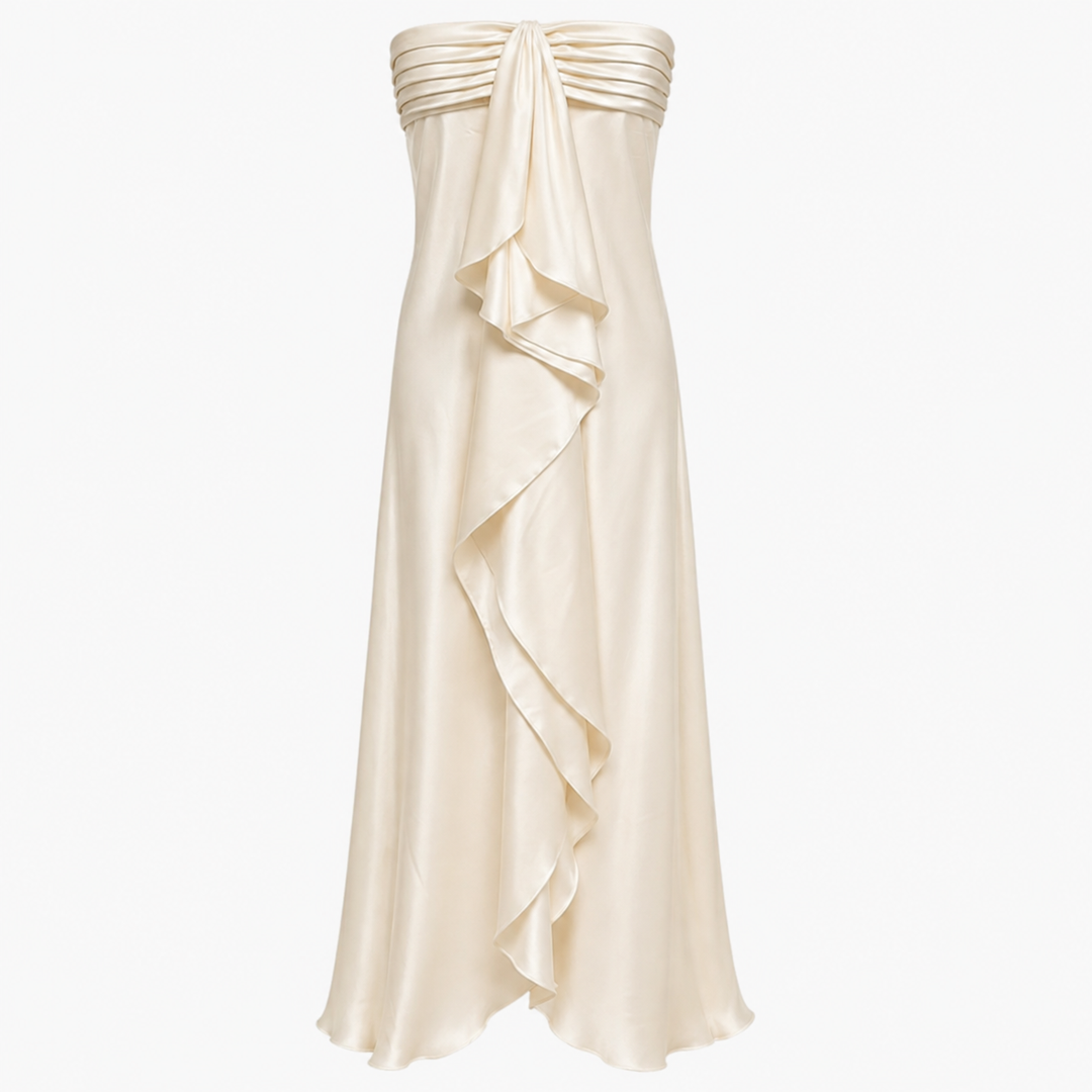 Trust | Strapless Bow Front High Slit Maxi Dress