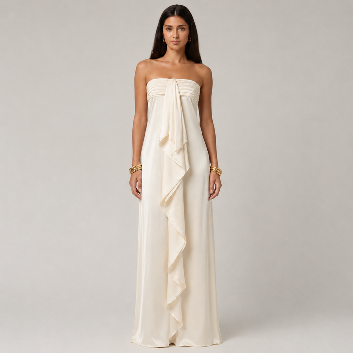 Trust | Strapless Bow Front High Slit Maxi Dress