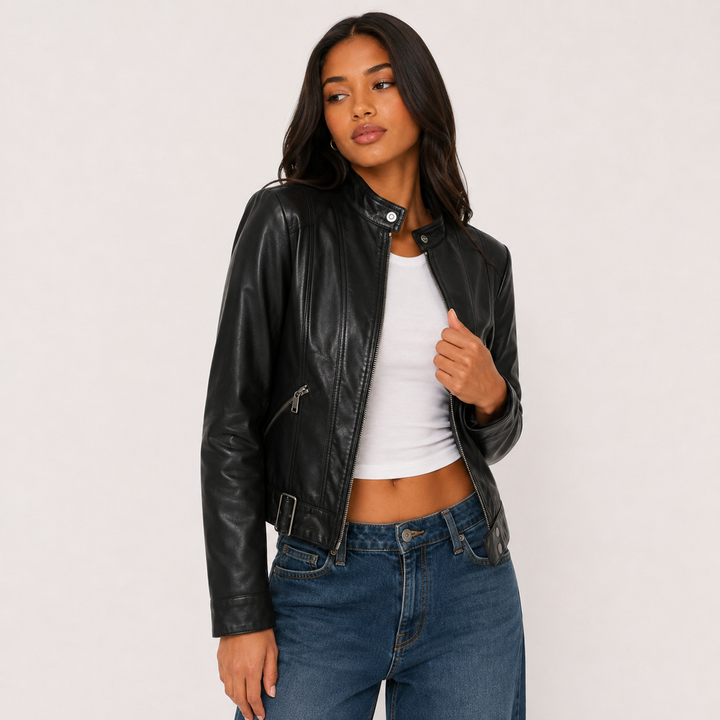 Nyx | Faux Leather Cropped Moto Jacket