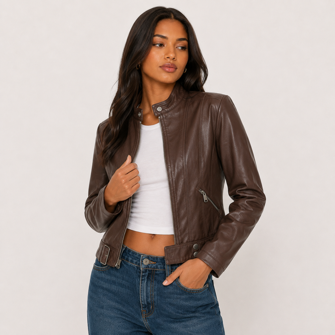 Nyx | Faux Leather Cropped Moto Jacket