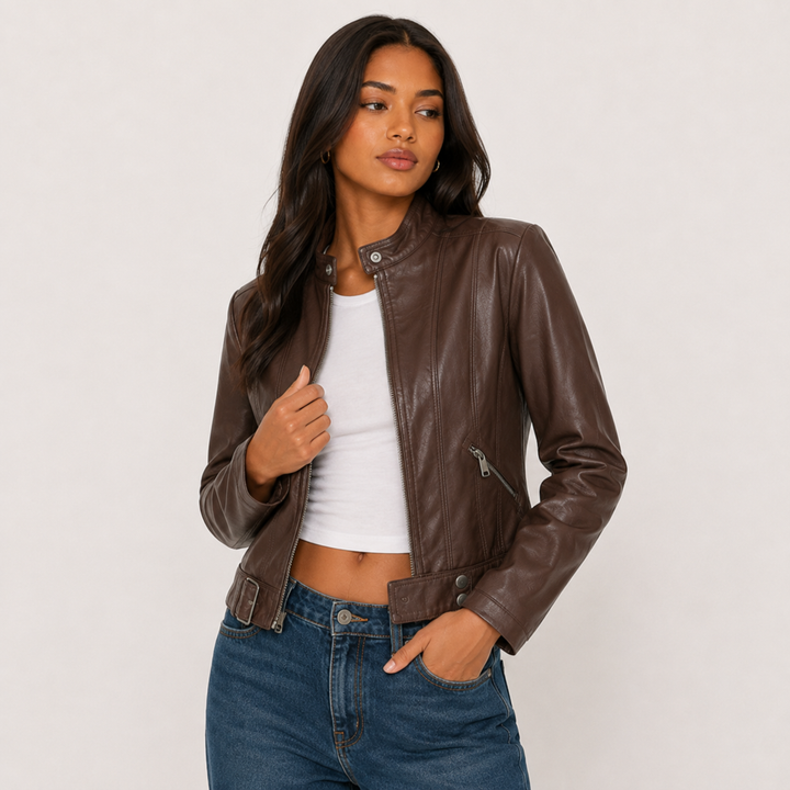 Nyx | Faux Leather Cropped Moto Jacket