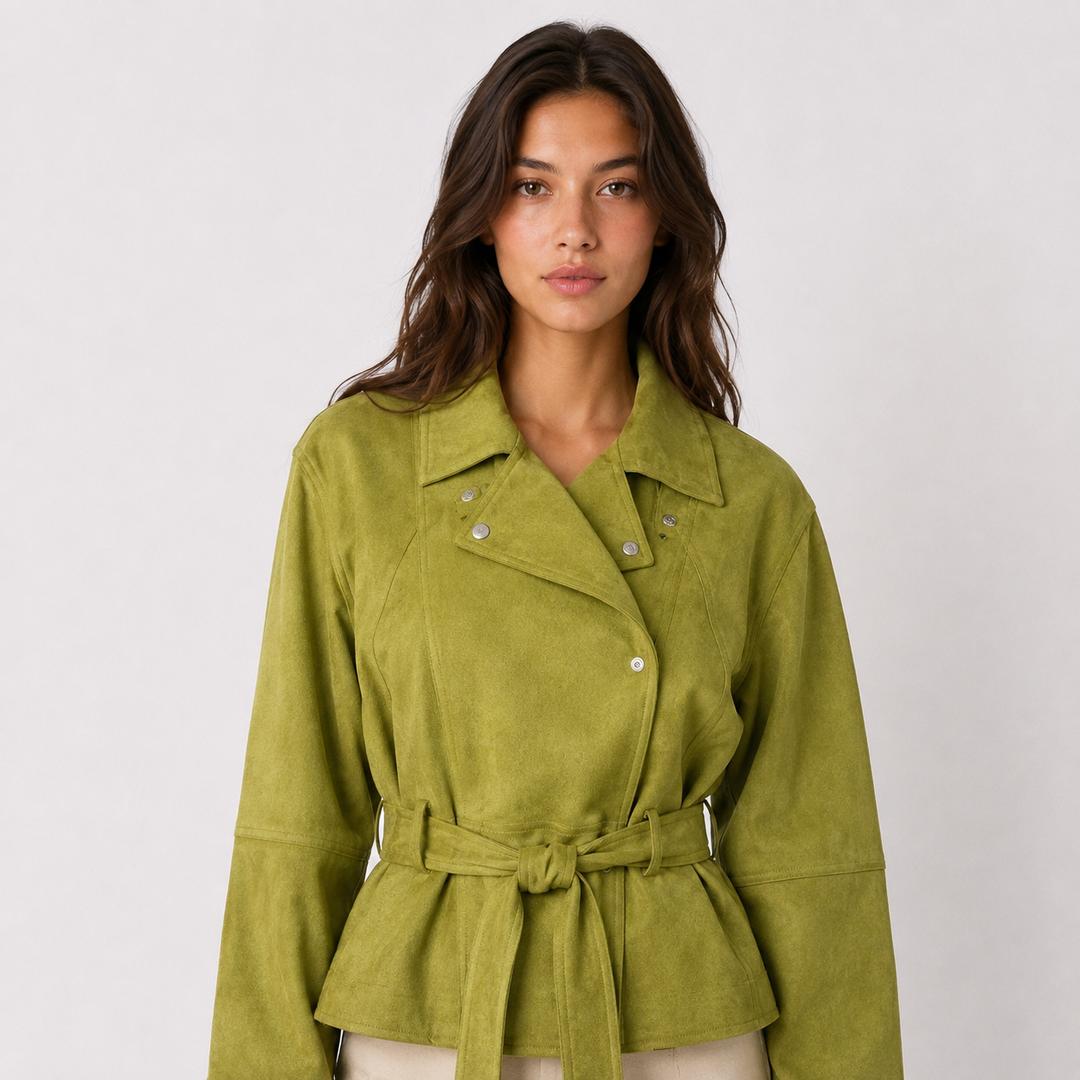 Sync | Olive Green Suede Belted Jacket