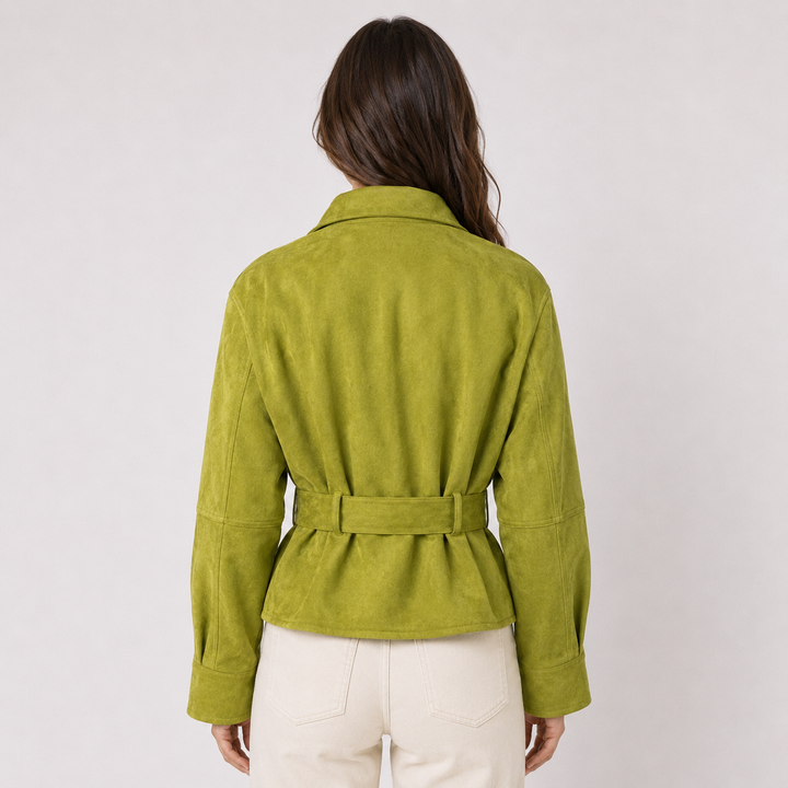 Sync | Olive Green Suede Belted Jacket