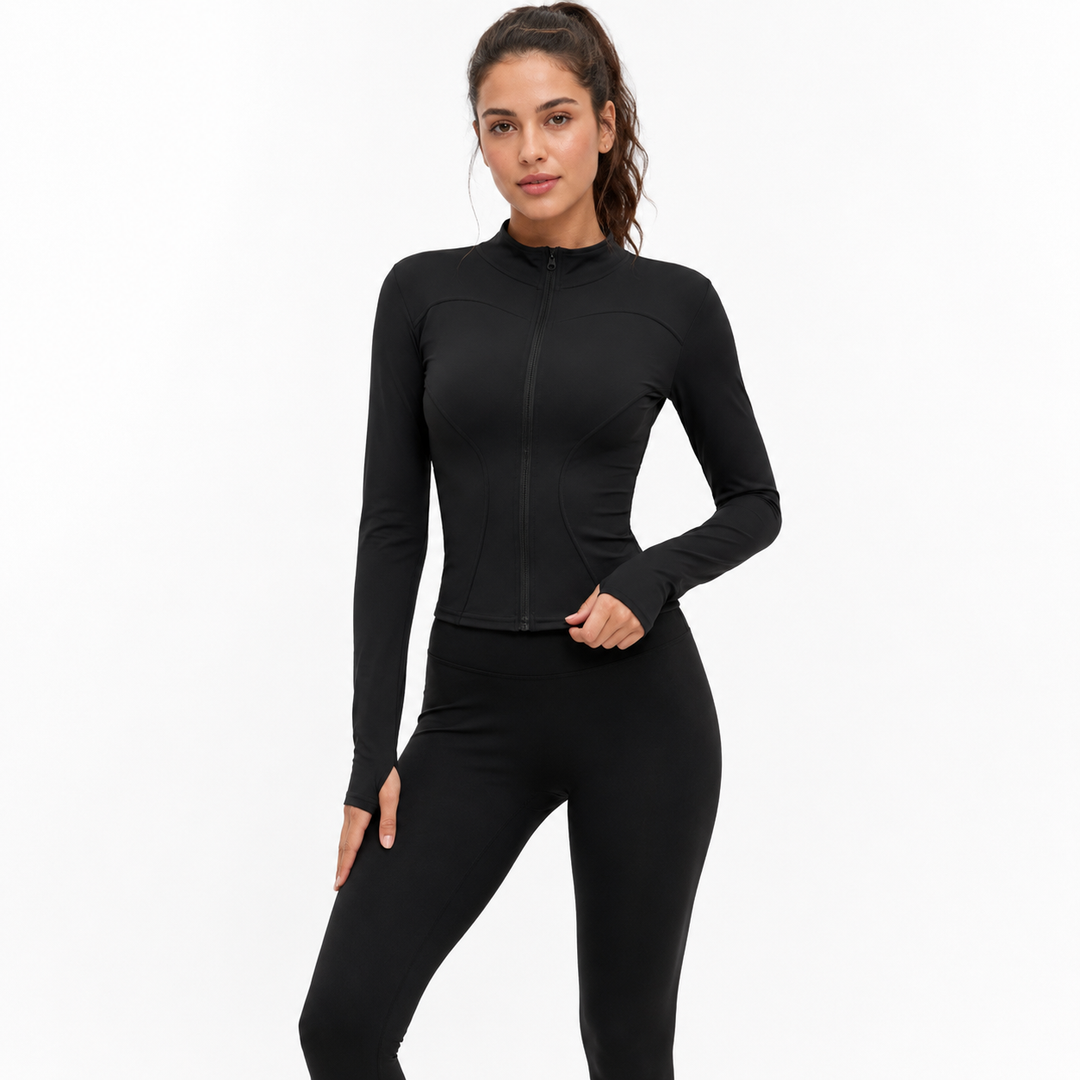 Free | Thumbhole Zip Jacket &amp; High-Waisted Legging Yoga Set