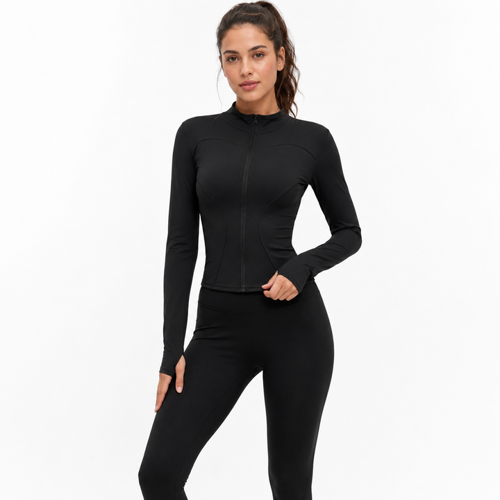 Free | Thumbhole Zip Jacket &amp; High-Waisted Legging Yoga Set