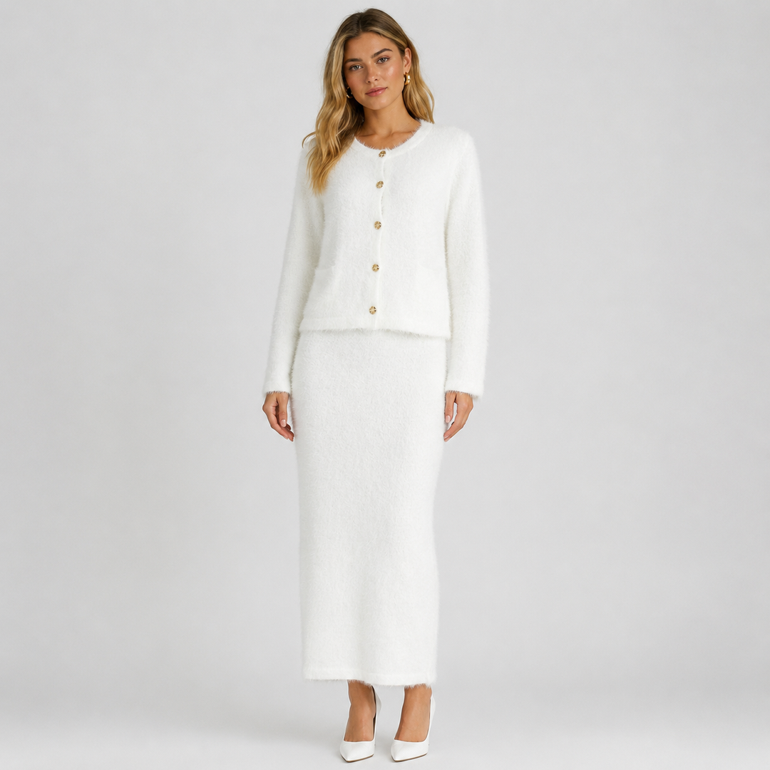 Fluff sheer mesh faux fur trim crop cardigan front