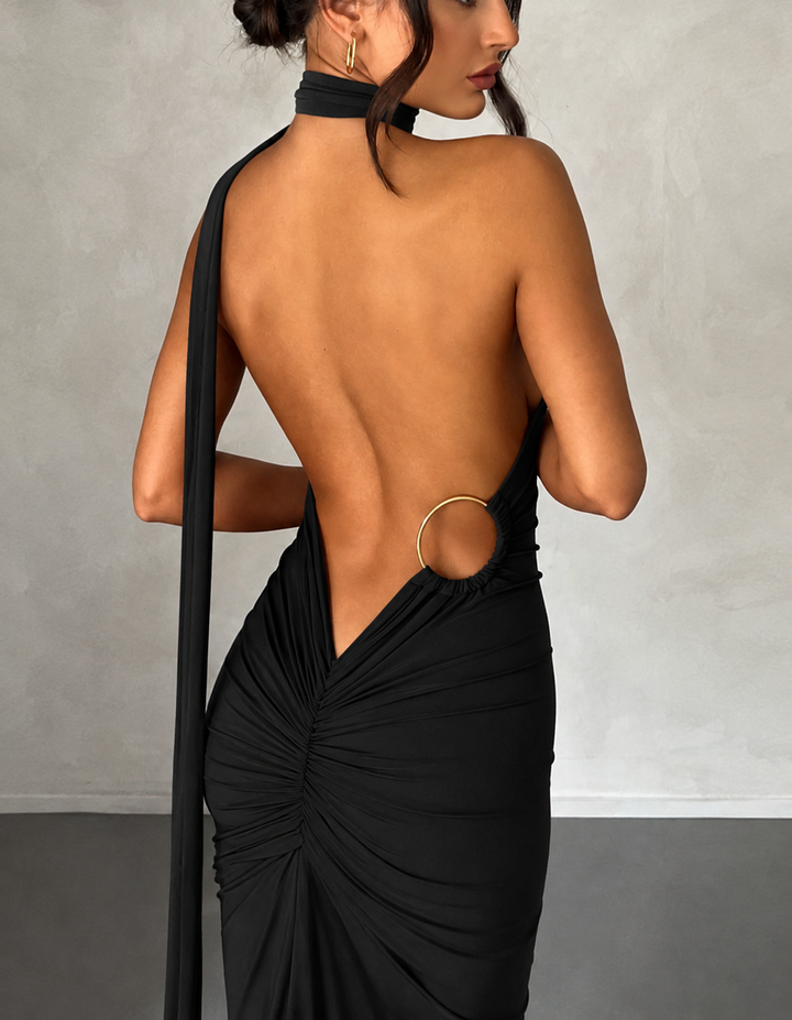 Slink | One Shoulder Backless Ruched Maxi Dress