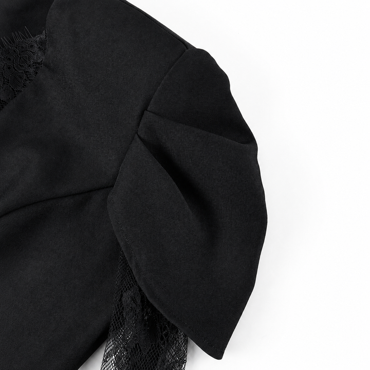 Shade | Black Lace Sleeve V Neck Fitted Blazer