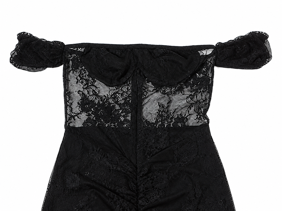 Trance | Black Lace Off Shoulder Mermaid Maxi Dress