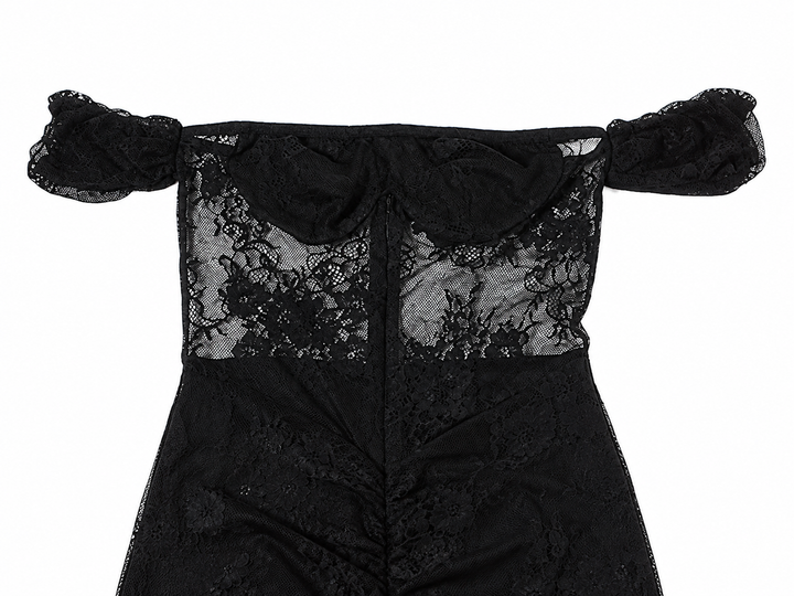 Trance | Black Lace Off Shoulder Mermaid Maxi Dress
